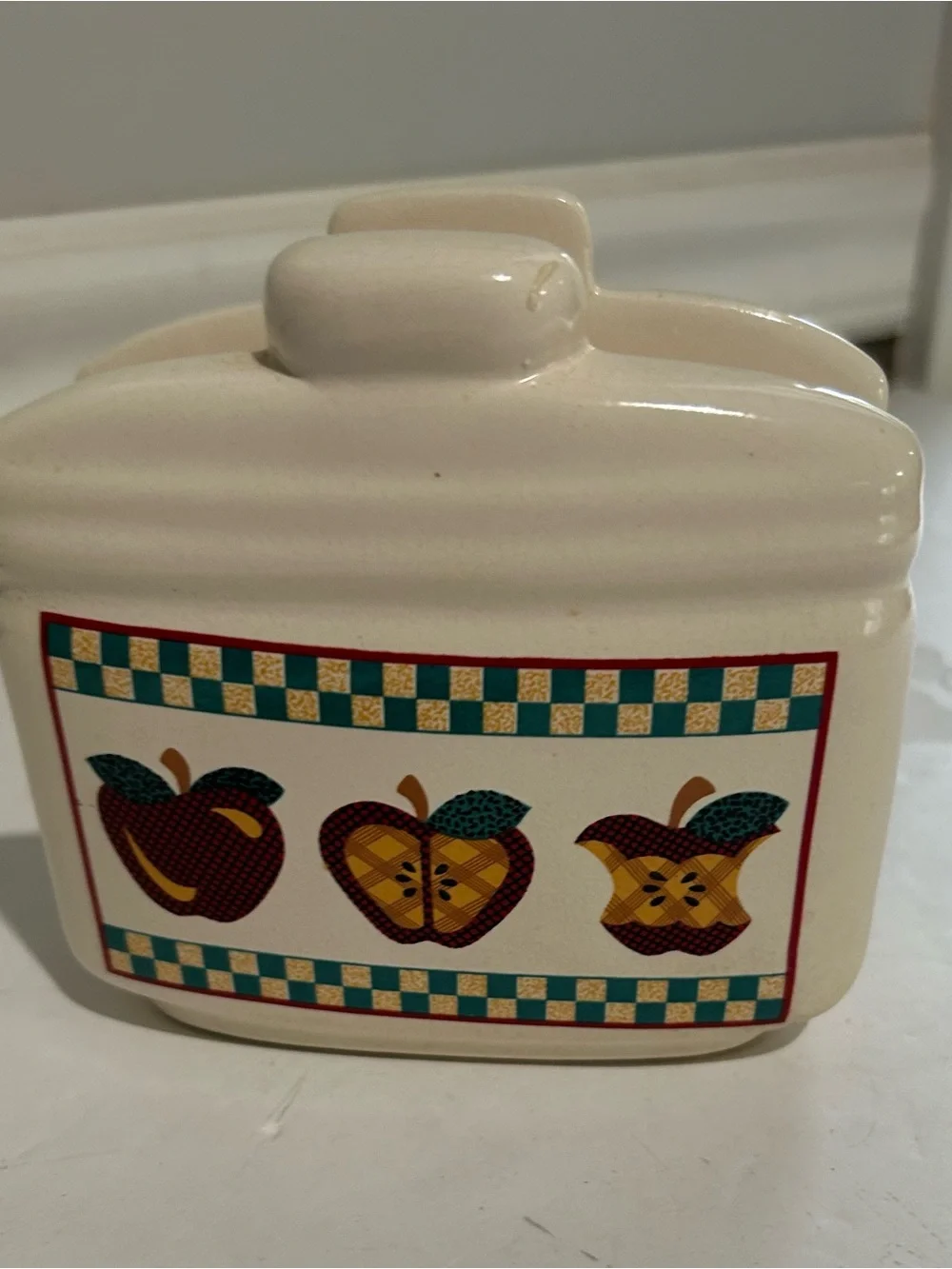 Tabletops Unlimited Ceramic‎ “A” Is For Apple Napkin Holder VINTAGE EUC Retired